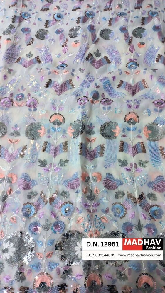 Shop Now Luxurious Sequins Georgette Fabric for Bridal & Partywear