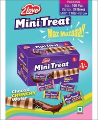 Mini Treat Wafer - Cube Shape, 100 Pcs Box | Eggless, Solid Form, Choco Crunchy Flavor With Additional Choco Crunchy Ingredient