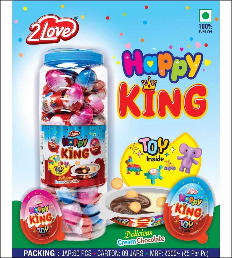 HAPPY KING CHOCOLATE - Chocolate Flavor, 60 Pieces in 1 Jar | Sugar Content Included, Regular Storage, 9 Months Shelf Life