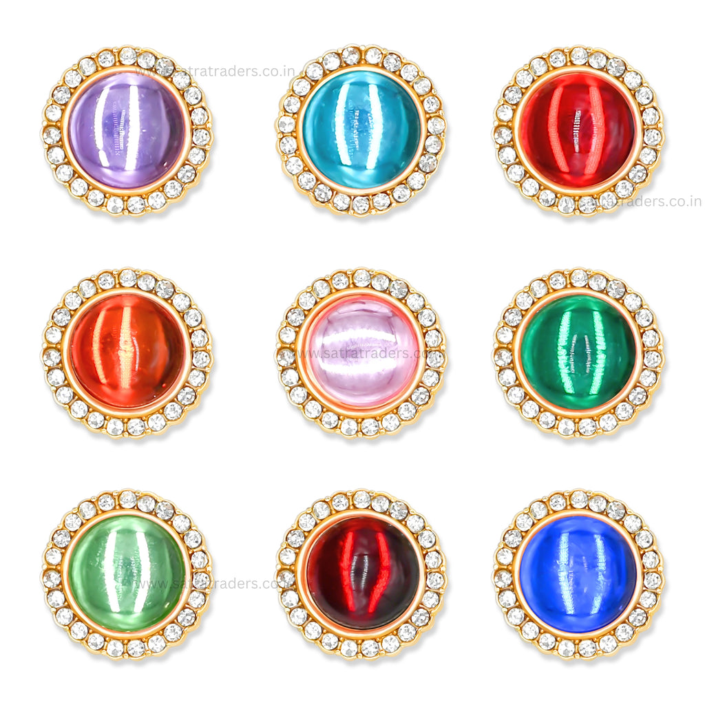 Diamond Round Meenakari Kundan Beads | Size : 19mm