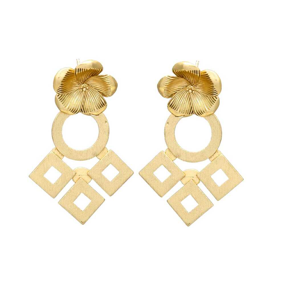 New arrival Woman Brass Earring with Flower Head