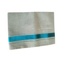 Men Fancy Cotton Dhoti - 200 Gsm, 2.00 Meters Length, Blue Color With Border | Easy To Use, Suitable For Summer And Festive Occasions
