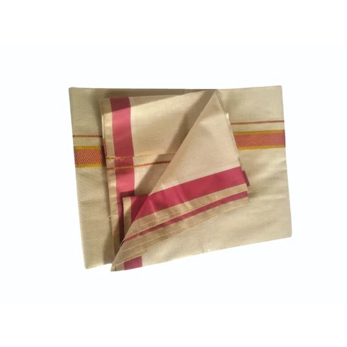 Dark Pink Tissue Men Cotton Fancy Dhoti