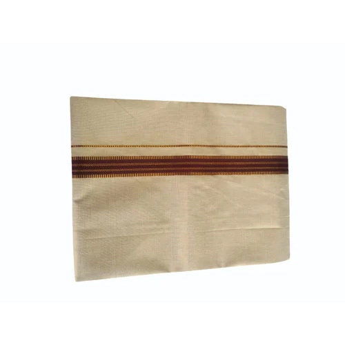 Dark Brown Tissue Men Cotton Fancy Dhoti - 4 Feet, Dark Brown Color, Lightweight 200 GSM | Machine Washable, Elegant Border for Wedding Wear