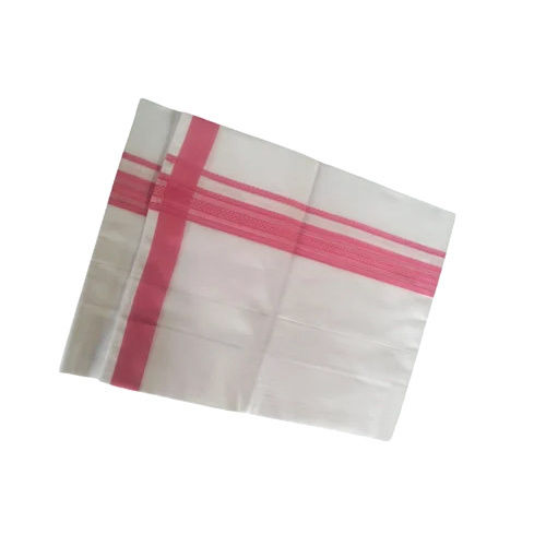 Pink Men Cotton Dhoti - Color: White