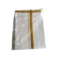 170gsm White Men Cotton Dhoti Gold Jari - Feature: Easy To Use