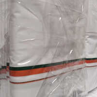 Admk, Dmk, Bjp Katchi Kari White Dhoti - Cotton, 2.00 Mtrs, Plain White Pattern With Satin Border | Ideal For Political Events, Easy To Wear