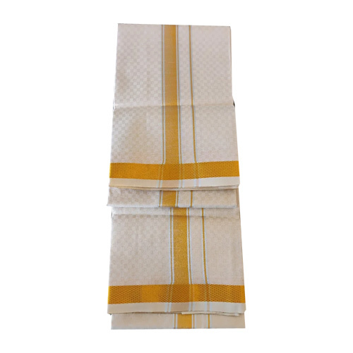 Gold Embossed Tissue Cotton Dhoti