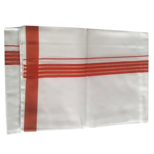 Brown Men Cotton Dhoti - Color: White