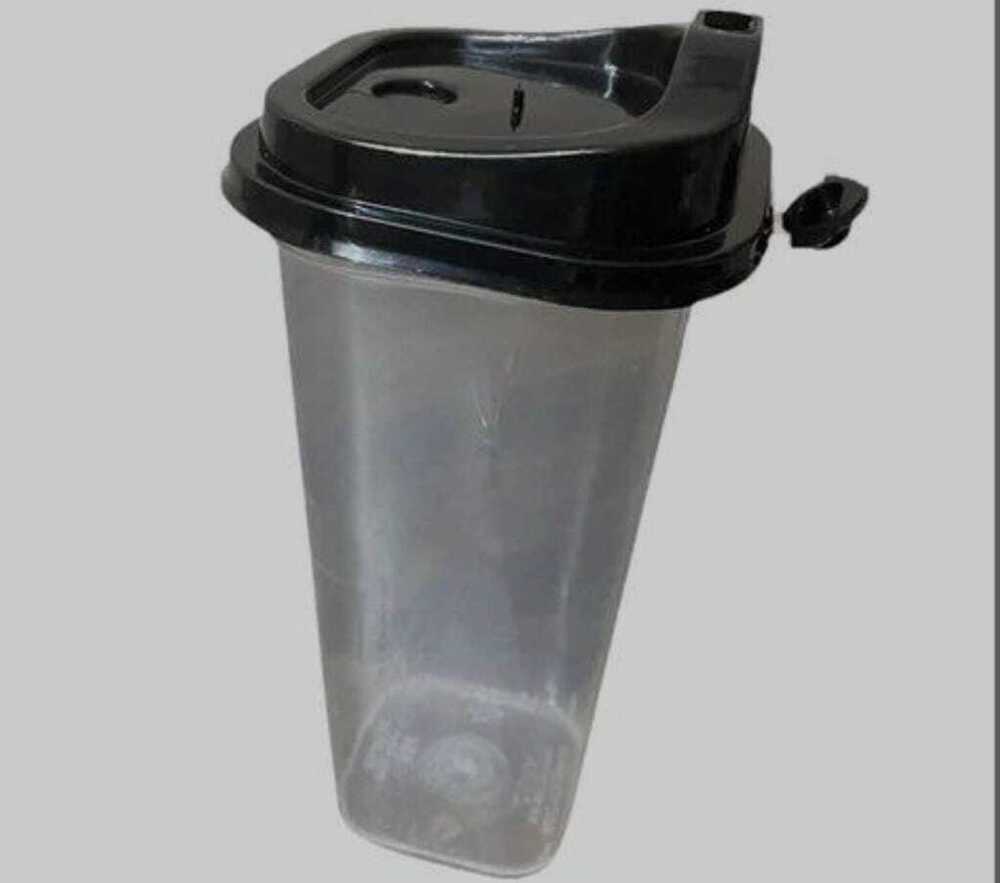 Plastic Square Glass With Sipper Lid