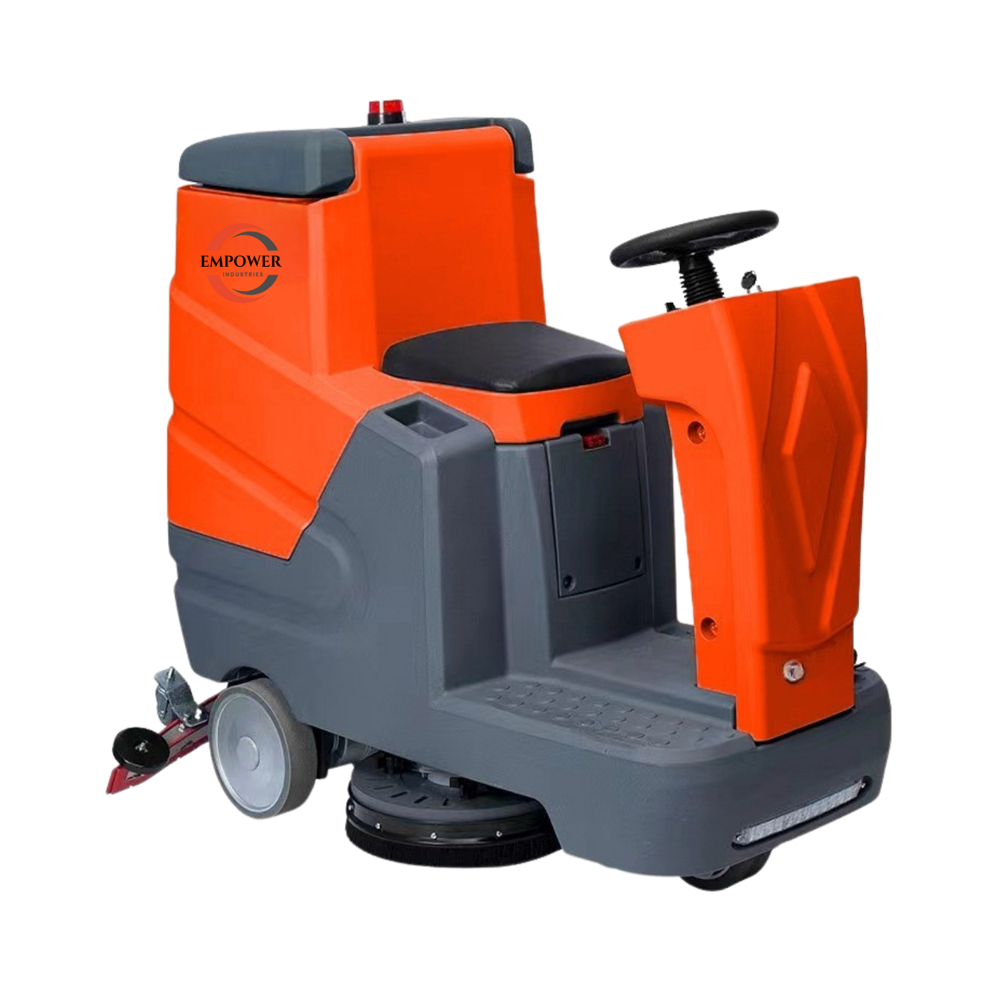 Small Driving Dual Brush Floor Scrubber - Color: Gray
