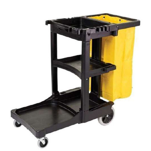 Janitorial Cart - Color: Black And Yellow