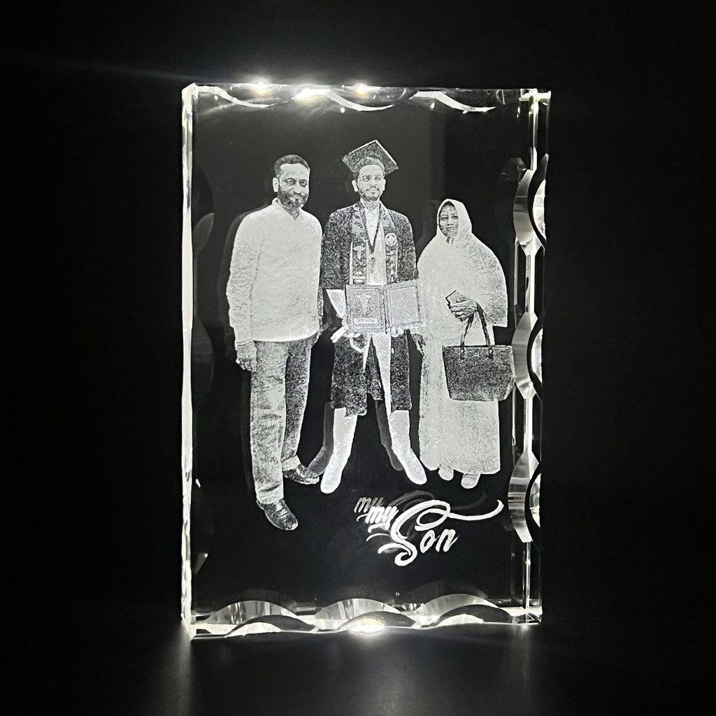 3d Laser Engraved Crystal Block - Color: Golden