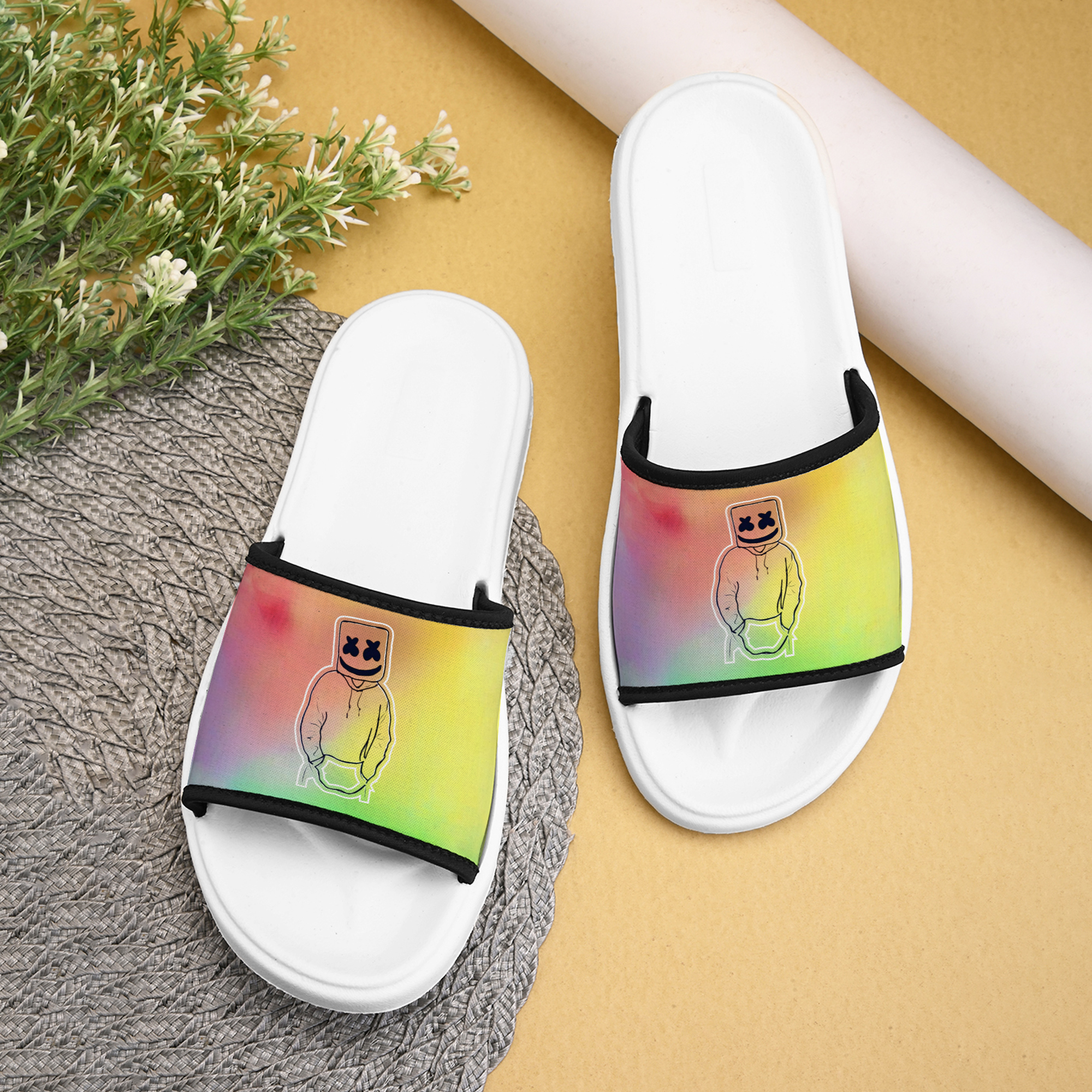 Marshmello Designer Women Slippers Printed Flip Flop | Lightweight, Casual Stylish Chappal for Indoor & Outdoor Everyday use