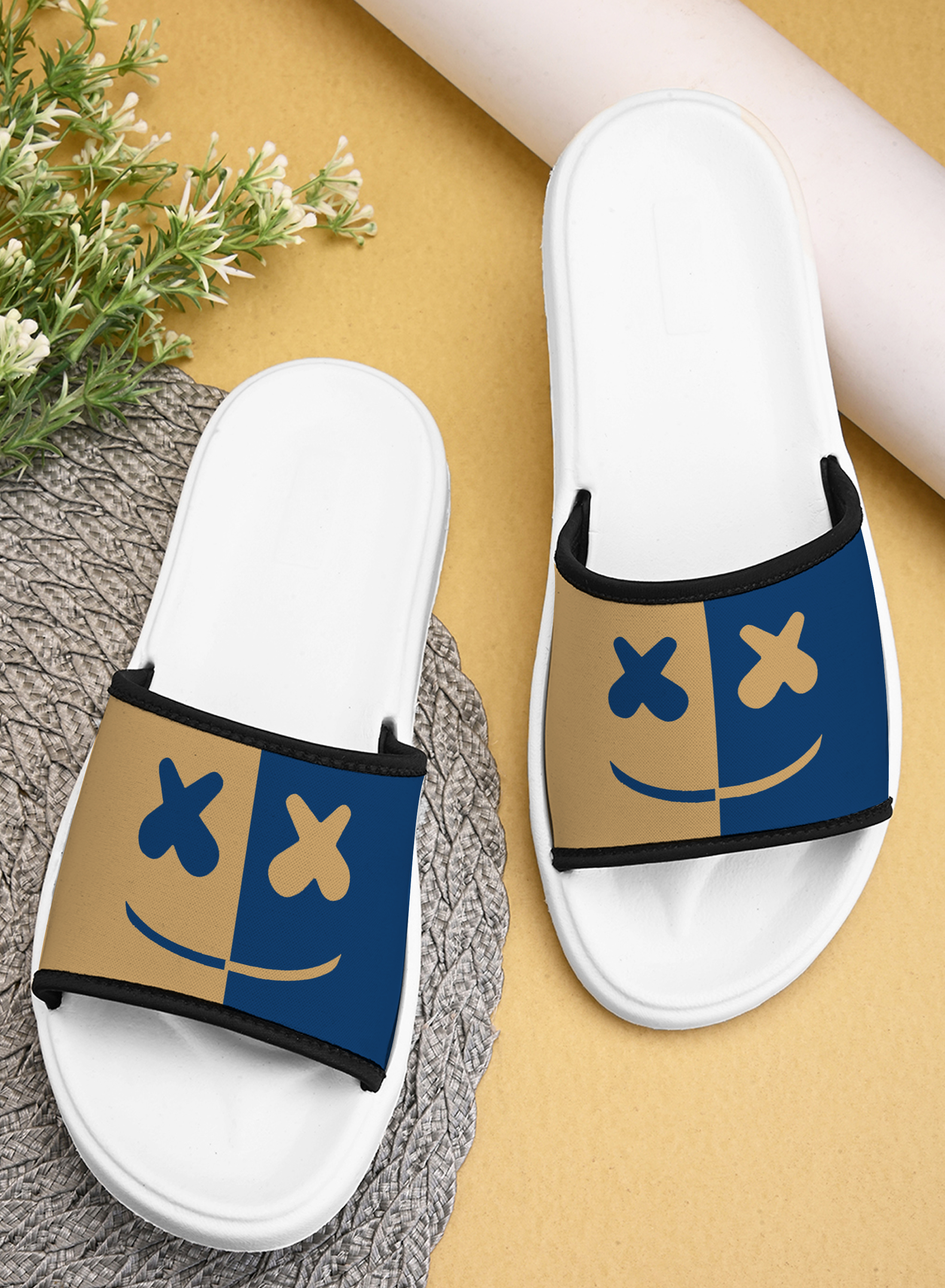 Women Printed Slide Slippers with Lightweight, Anti-skid, Trendy Flip Flop for Beach, Home, Party Casual & Stylish Designer Chappal