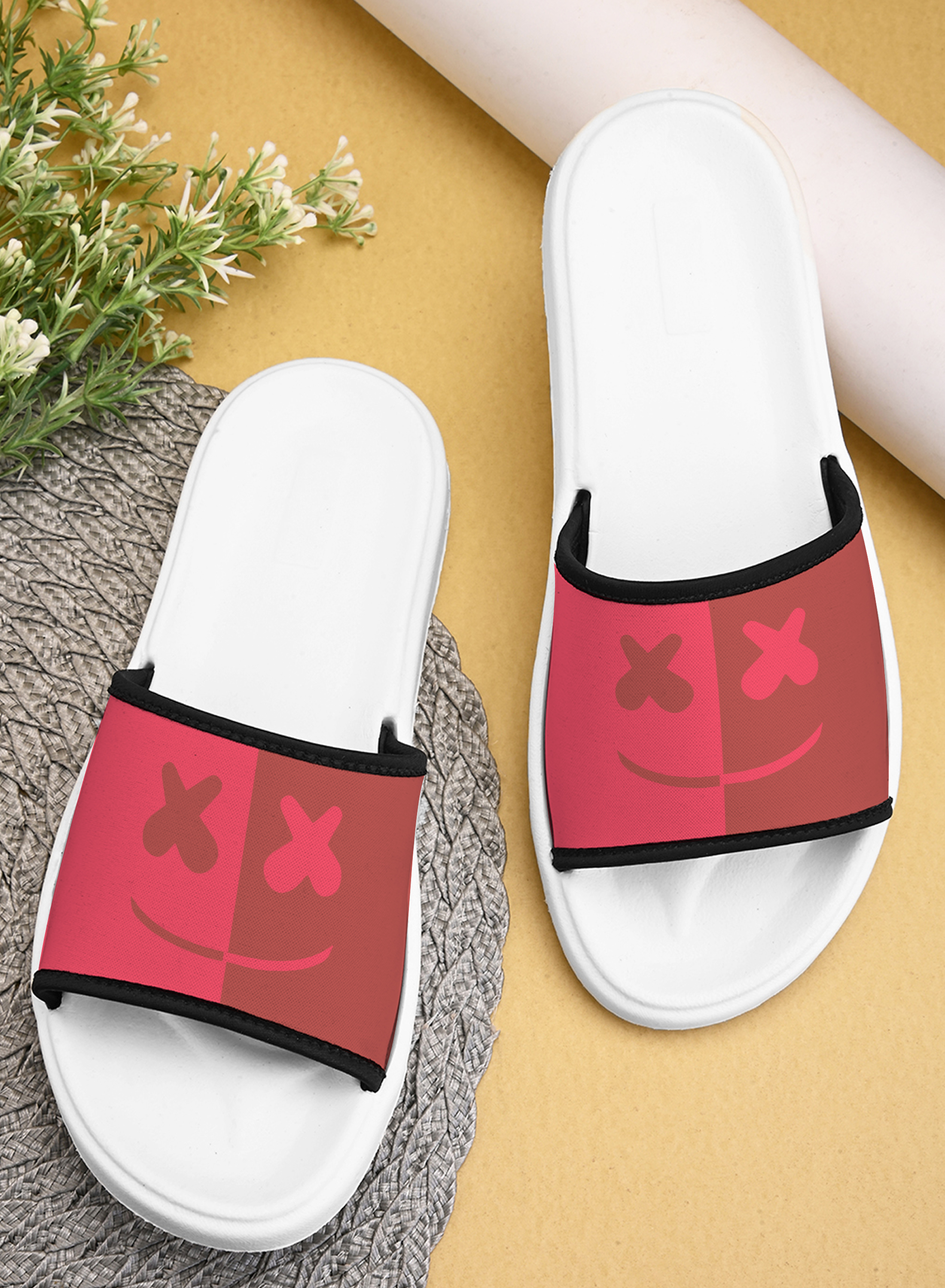 Women Printed Slide Slippers with Lightweight, Anti-skid, Trendy Flip Flop for Beach, Home, Party Casual & Stylish Designer Chappal