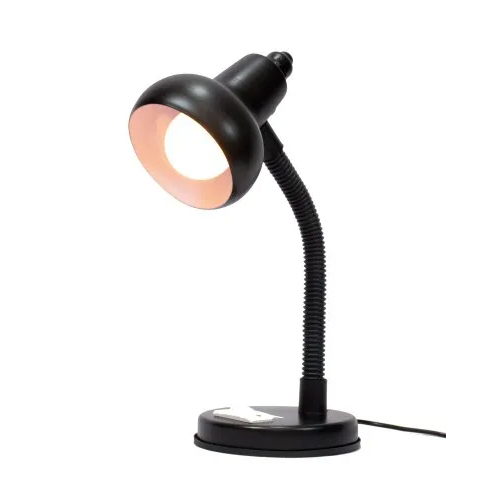 Black Color Sholey Study Lamp - Aluminium & Iron, 10 Watt, Round Shape | Modern Style, Warm White LED Lighting
