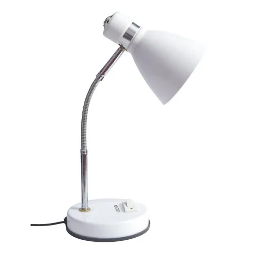 White Color 333 Study Lamp - Aluminium and Iron, Round Shape , 15 Watts Warm White Lighting