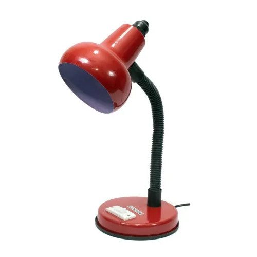 Red Color Sholey Study Lamp - Aluminium, Iron | 10W Electric, Round Shape, Modern Style, Warm White LED Lighting