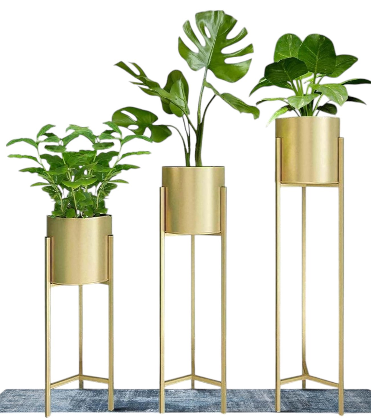 Metal Stand Golden Planter Set of 3