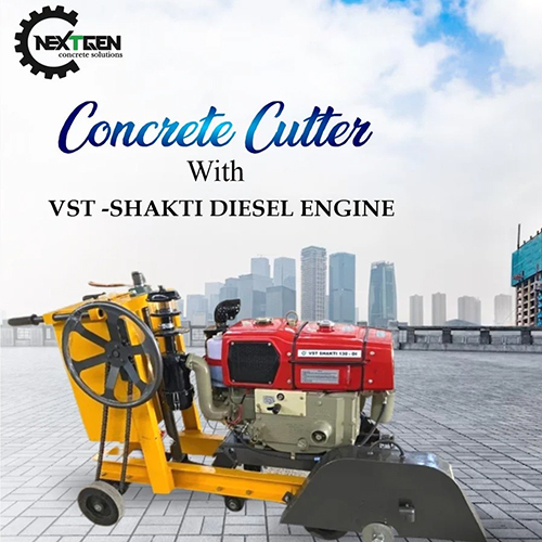 VST - Shakti Concrete Cutter - Steel Build, Hydraulic Oil Cooling, 15 Mtr/Min Capacity | Semi-Automatic Water Feeding, Diesel Engine, 5-Year Warranty