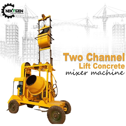 Concrete Mixer With Two Channel Lift Machine