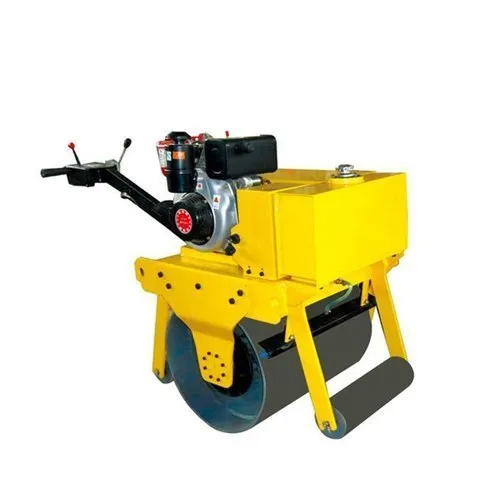 Single Drum Walk Behind Vibratory Road Roller - Color: Yellow