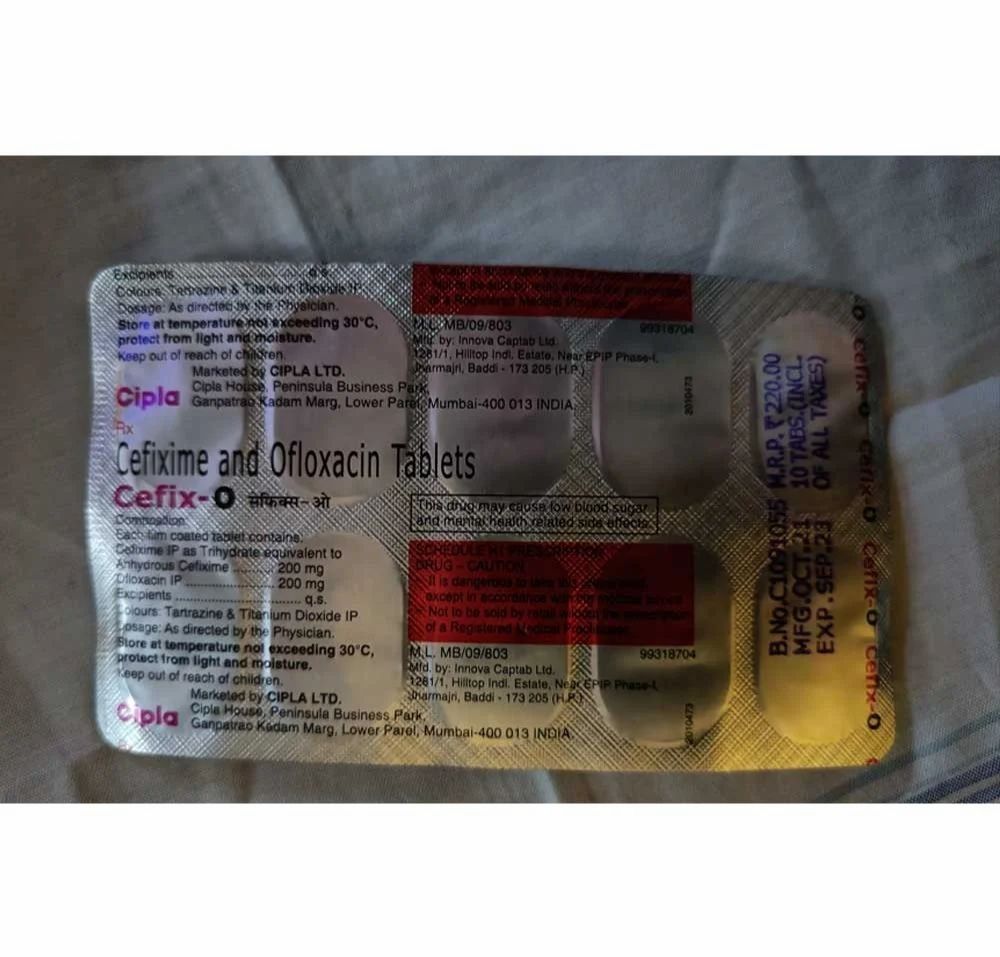 Cefixime and Ofloxacin Tablets - 200mg Dosage , Broad Spectrum Antibiotic for Bacterial Infections