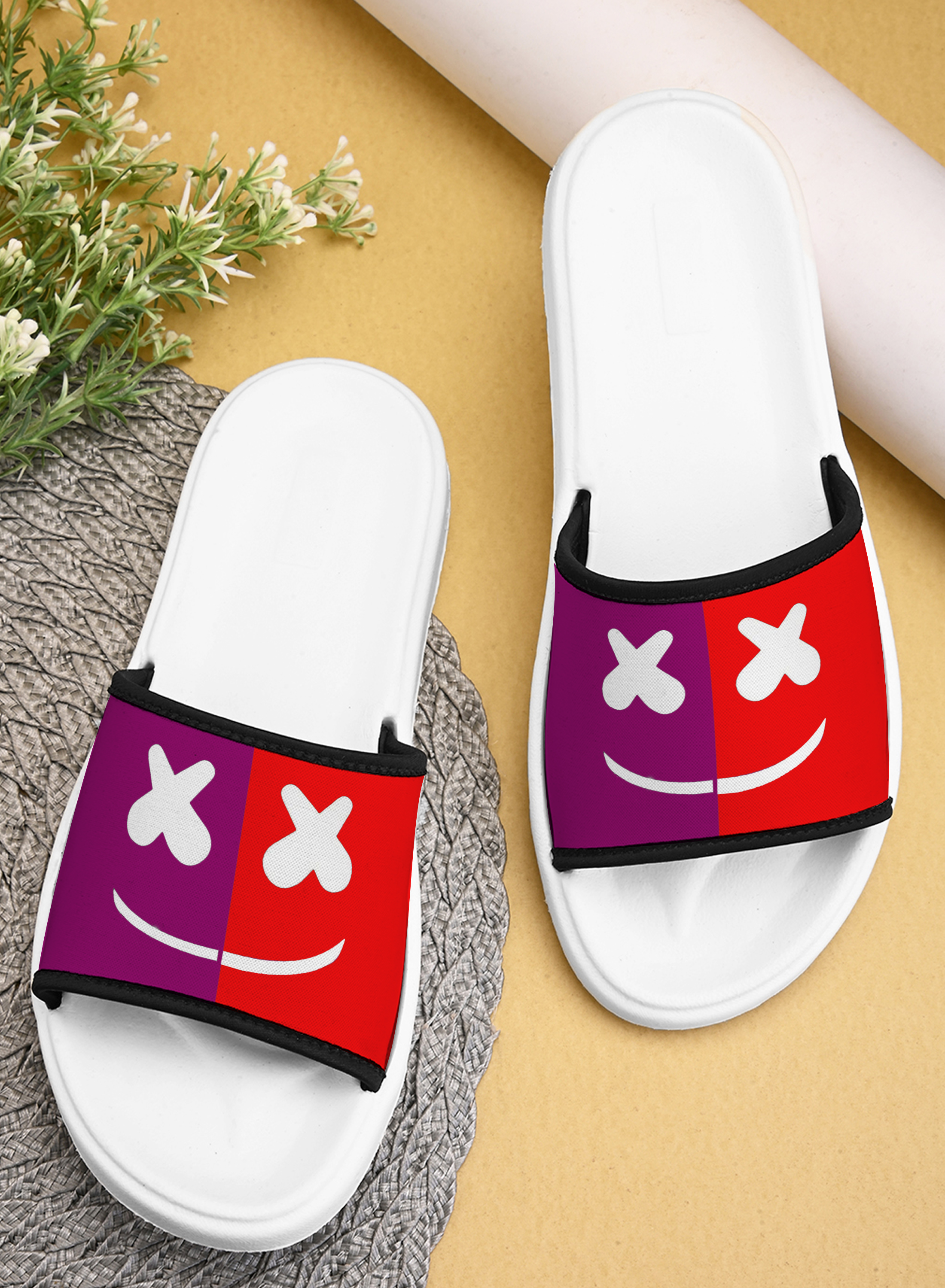 Women Printed Slide Slippers with Lightweight, Anti-skid, Trendy Flip Flop for Beach, Home, Party Casual & Stylish Designer Chappal