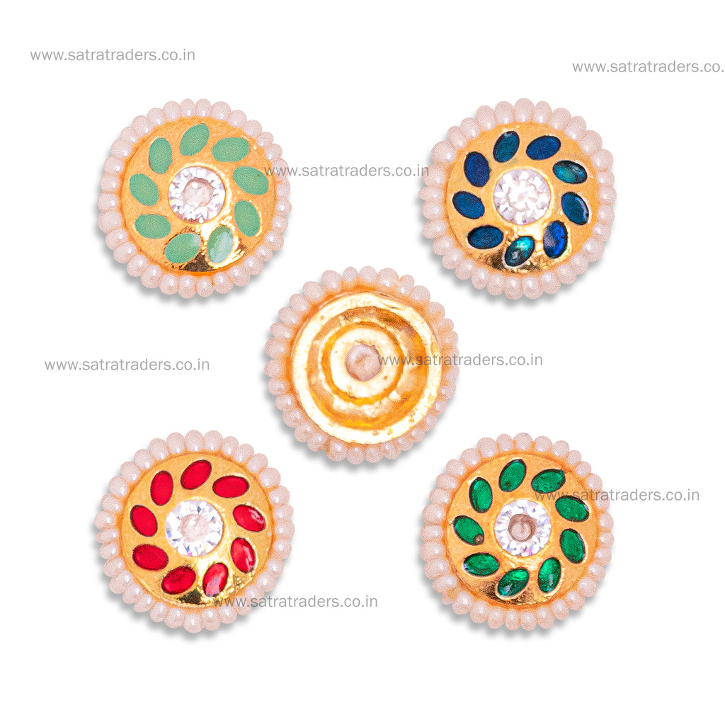 Meenakari Kundan Beads | Size : 12mm | 12pcs | C-918