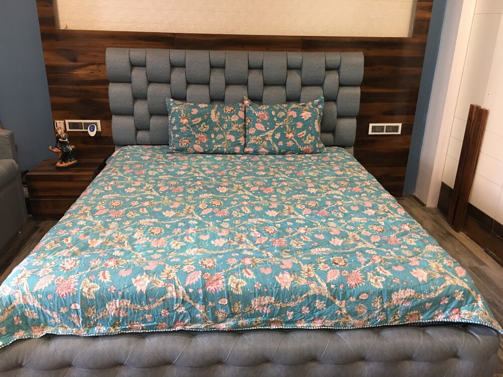 Screen Printed Cotton Kantha Quilt