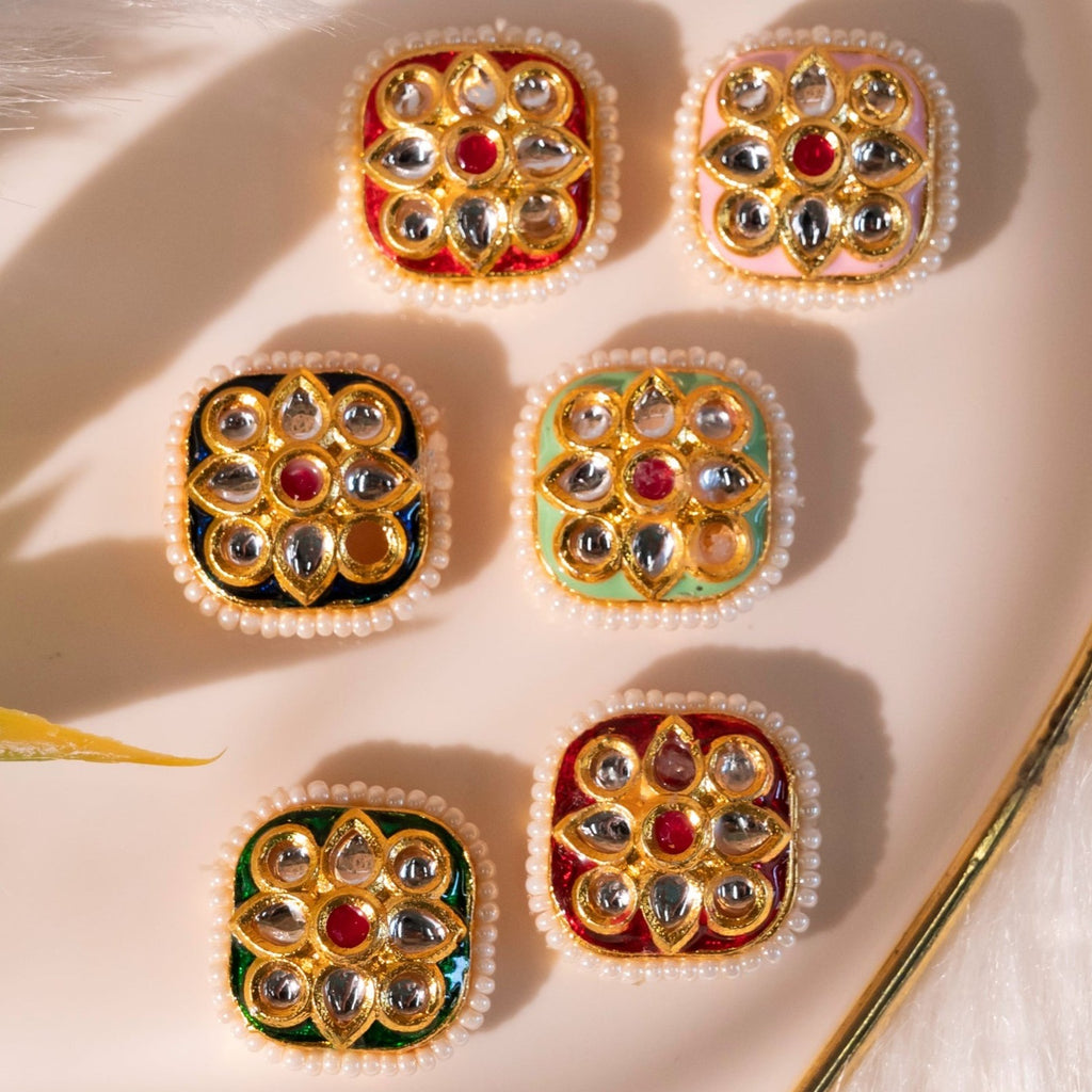 Meenakari Kundan Beads | Size : 17mm | 12pcs | C-288