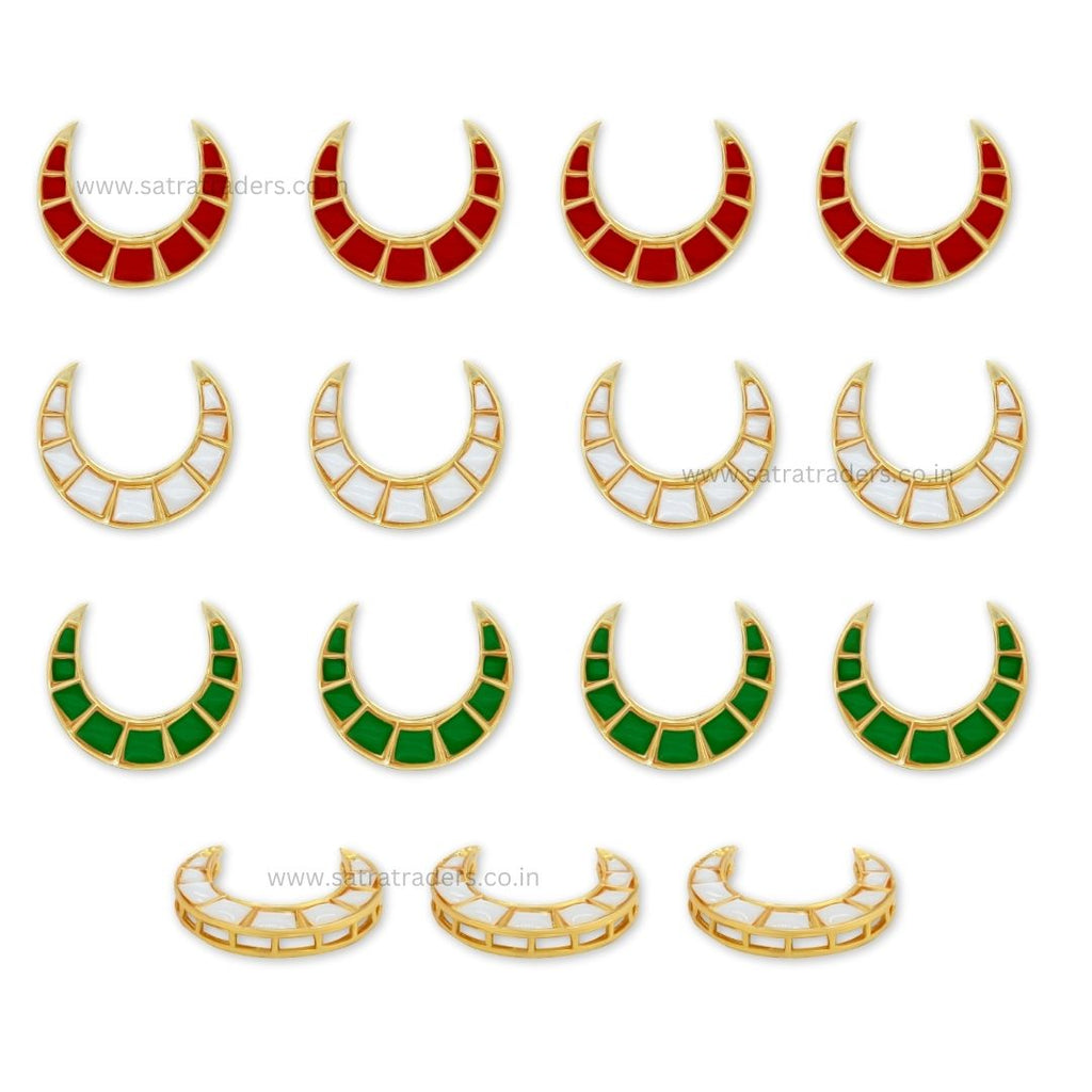 Chand Meenakari Kundan Beads | Size : 30mm | 6pcs | MKC-02a