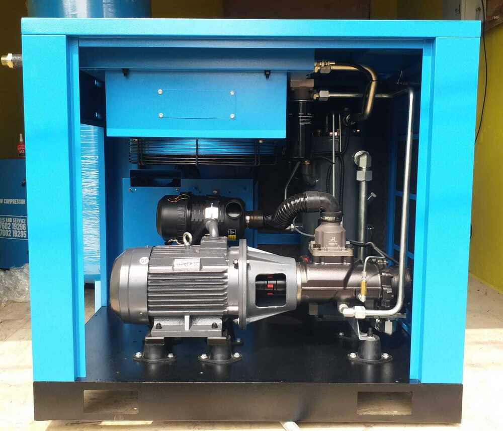 Rotary Screw Air Compressor - Mild Steel, Different Sizes , Blue Color - Industrial Use, New Condition, Warranty Included