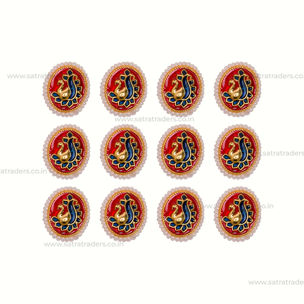 Meenakari Kundan Beads | Size : 14mm | 12pcs | C-925