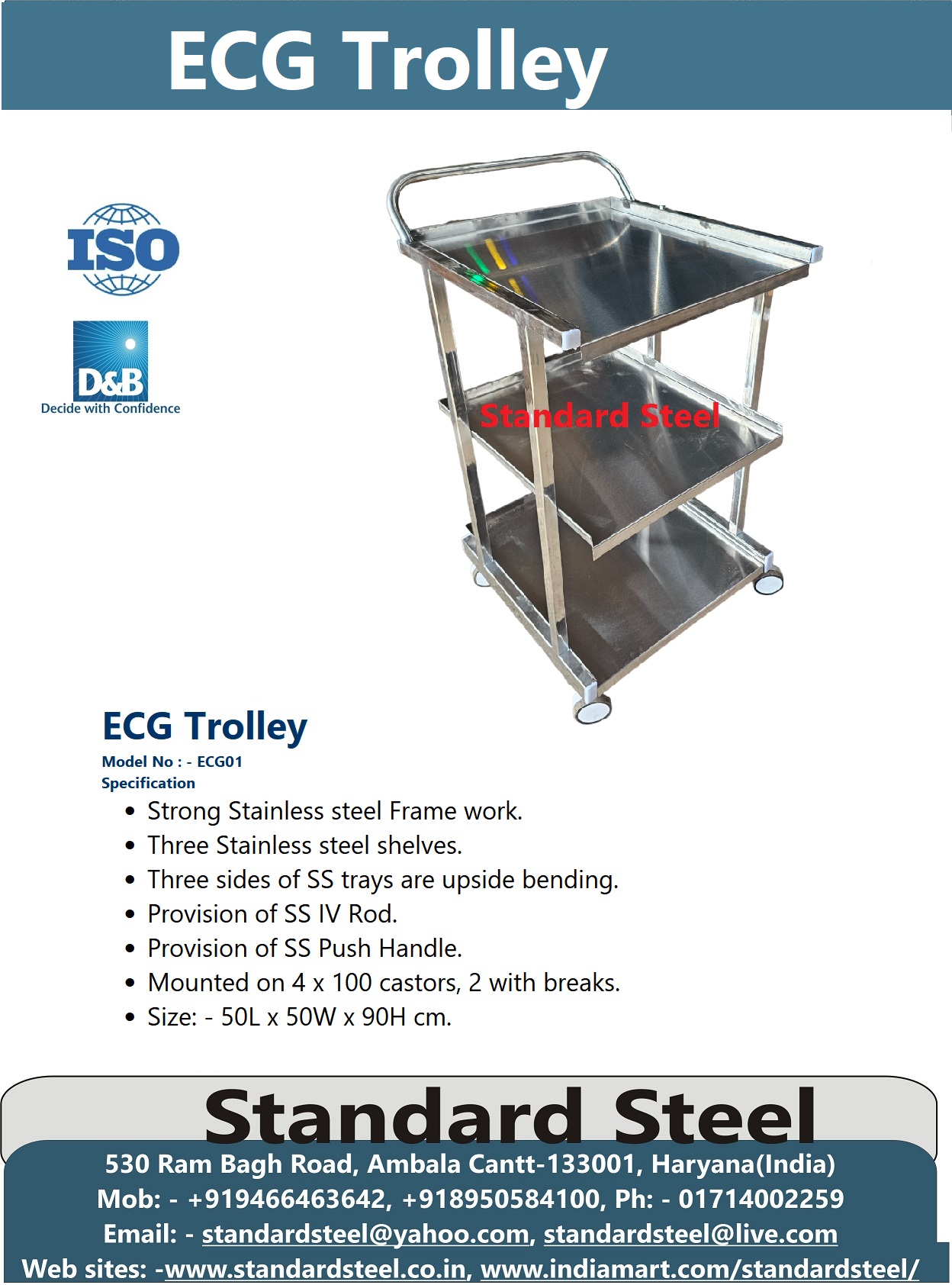 Medical ECG Trolley Instrument Cart