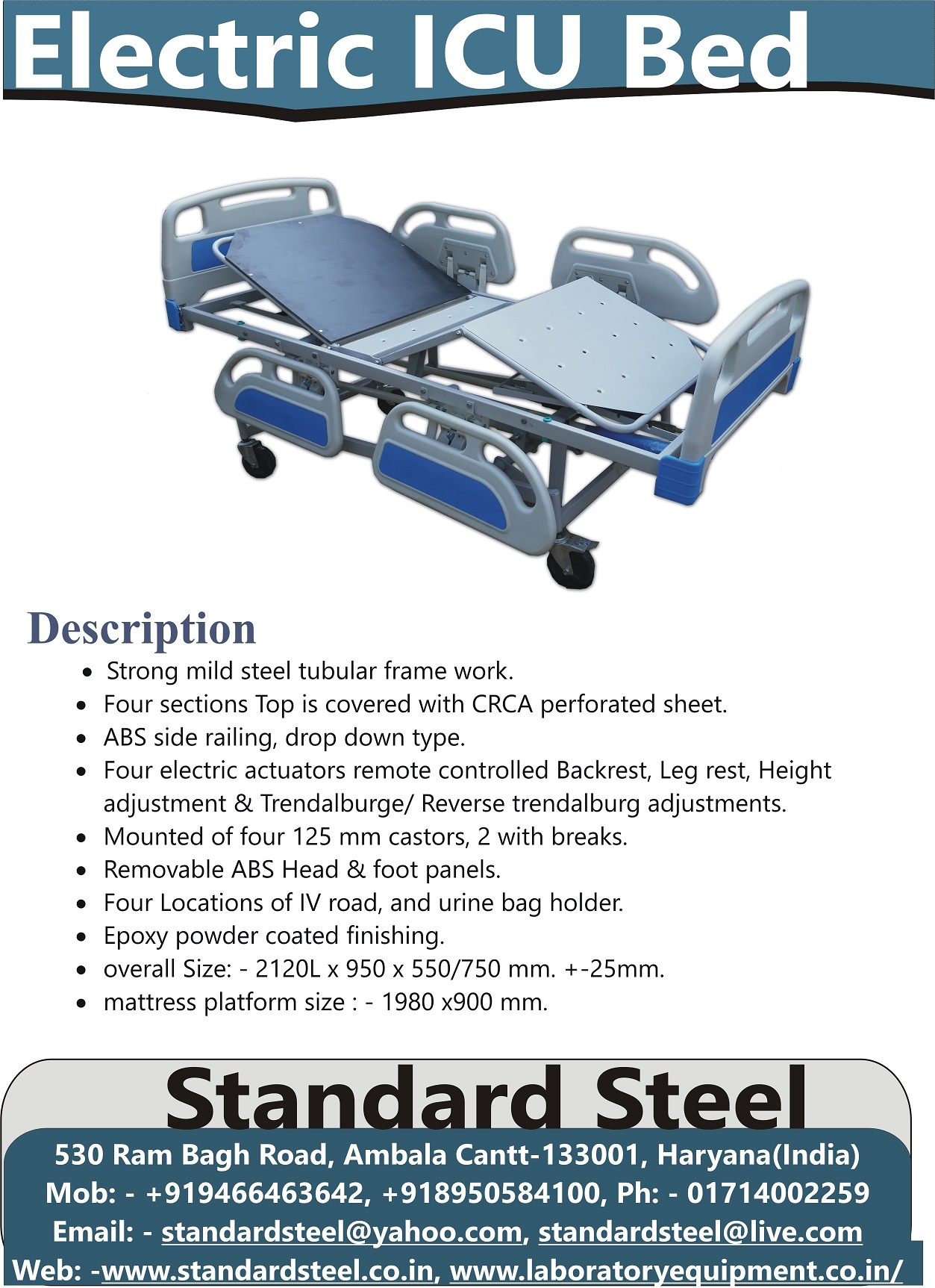 Manual ICU Bed