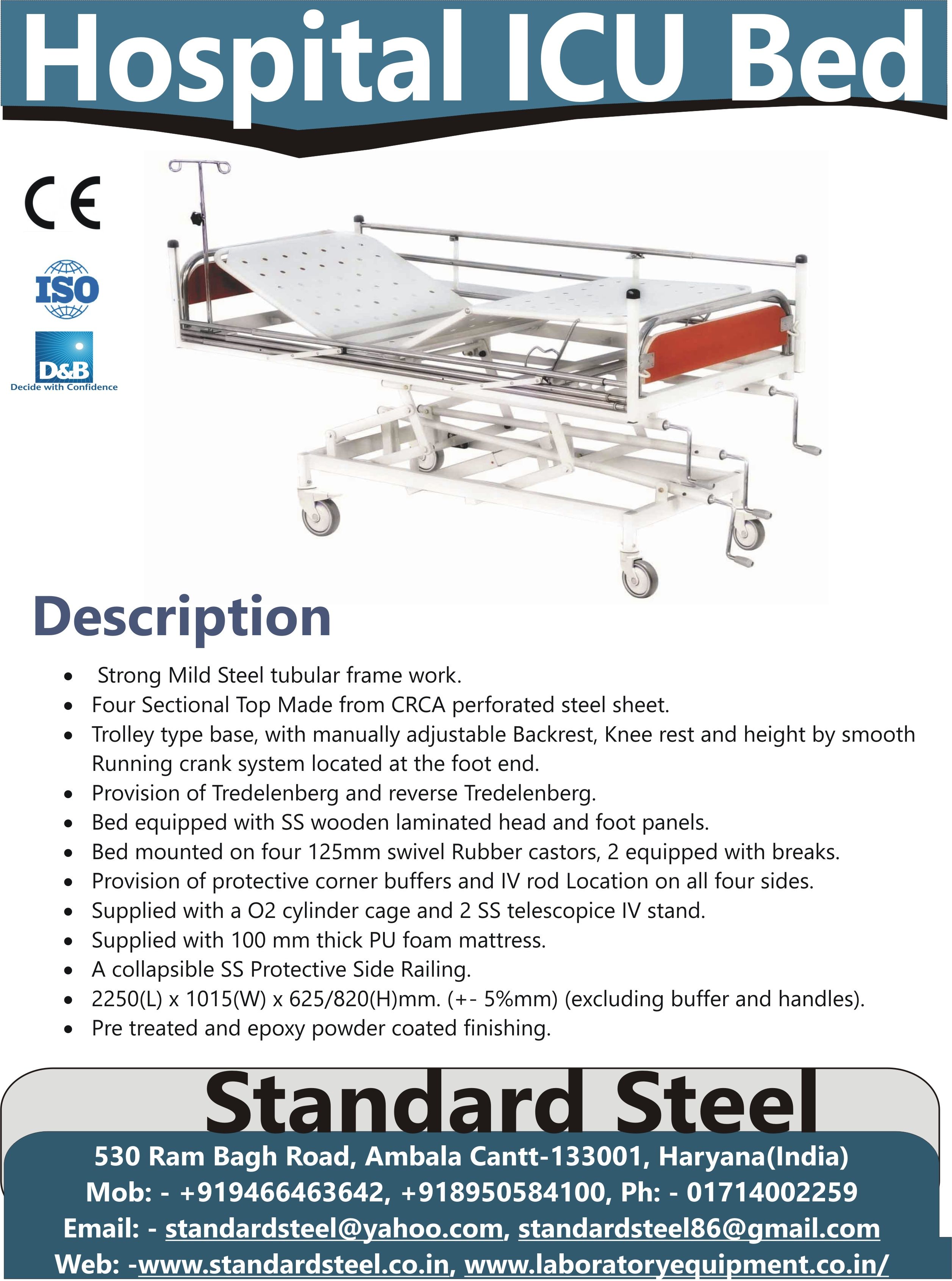 Manual Hospital Adjustable ICU hospital Bed