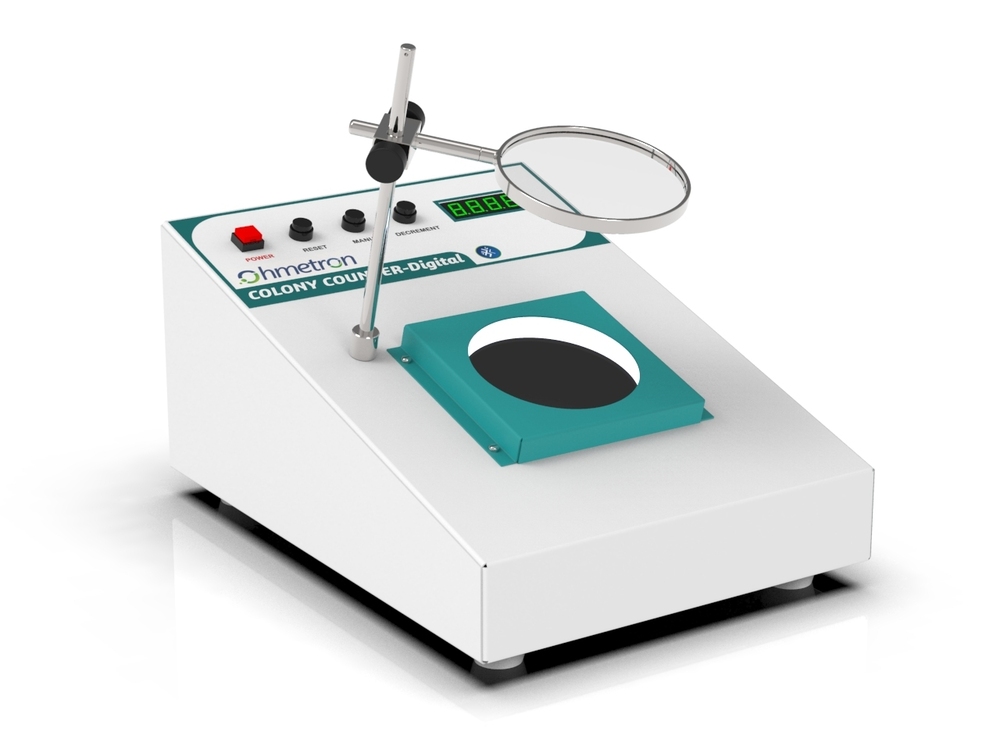 Digital Colony Counter - CR Mild Steel, 345x255x150 mm | Up to 9999 Counts, Wireless Operation, LED Illumination, Sound Signal Alerts, Manual Controls