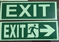 Exit Signages - Photoluminescent | Variable Dimensions, Green Color, 'exit' Text, Running Man & Arrow Symbols, Iso 7010 Compliance