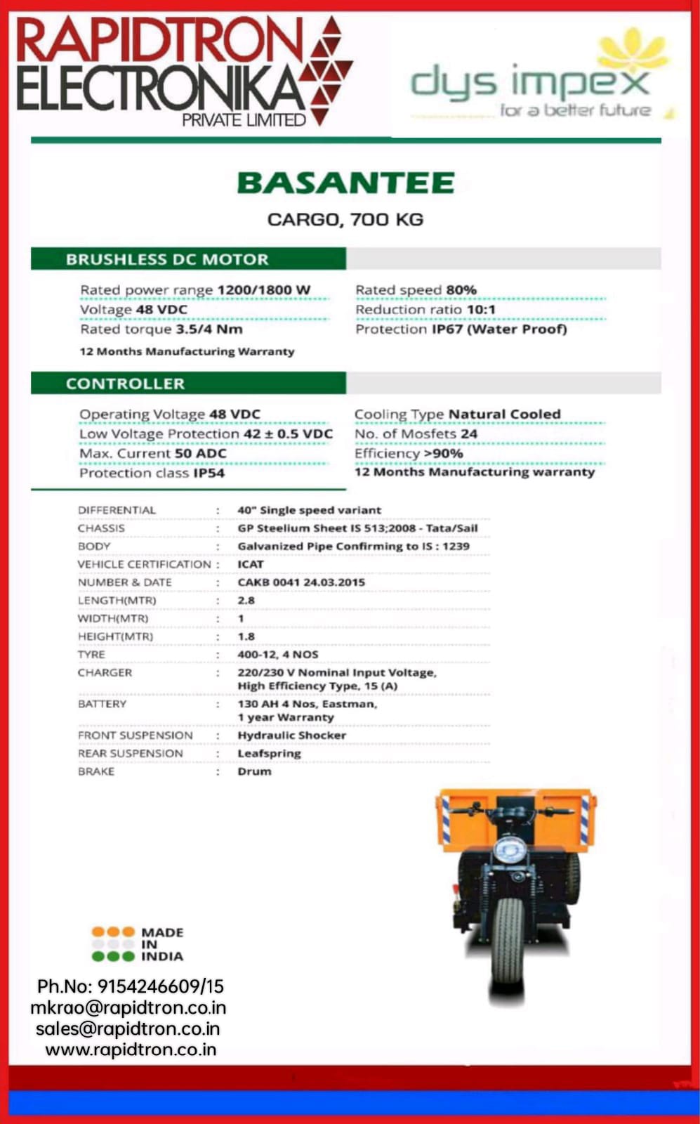 E Rickshaw Battery Operated Loader Commercial Vehicle