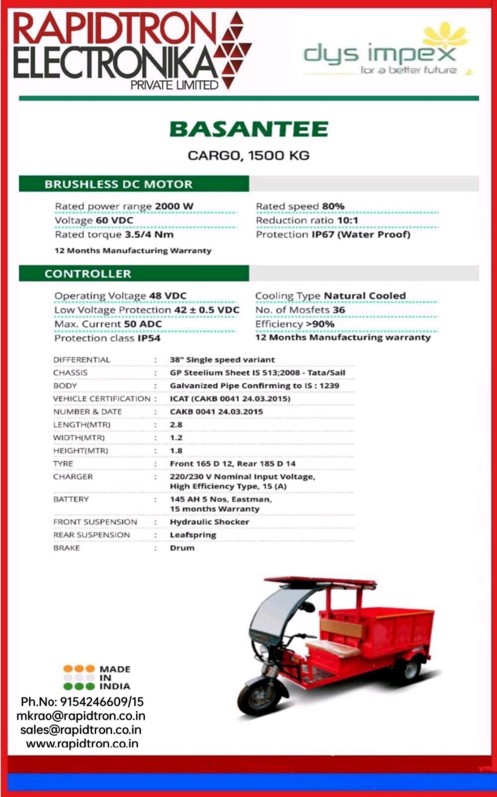 E Rickshaw Battery Operated Loader Commercial Vehicle