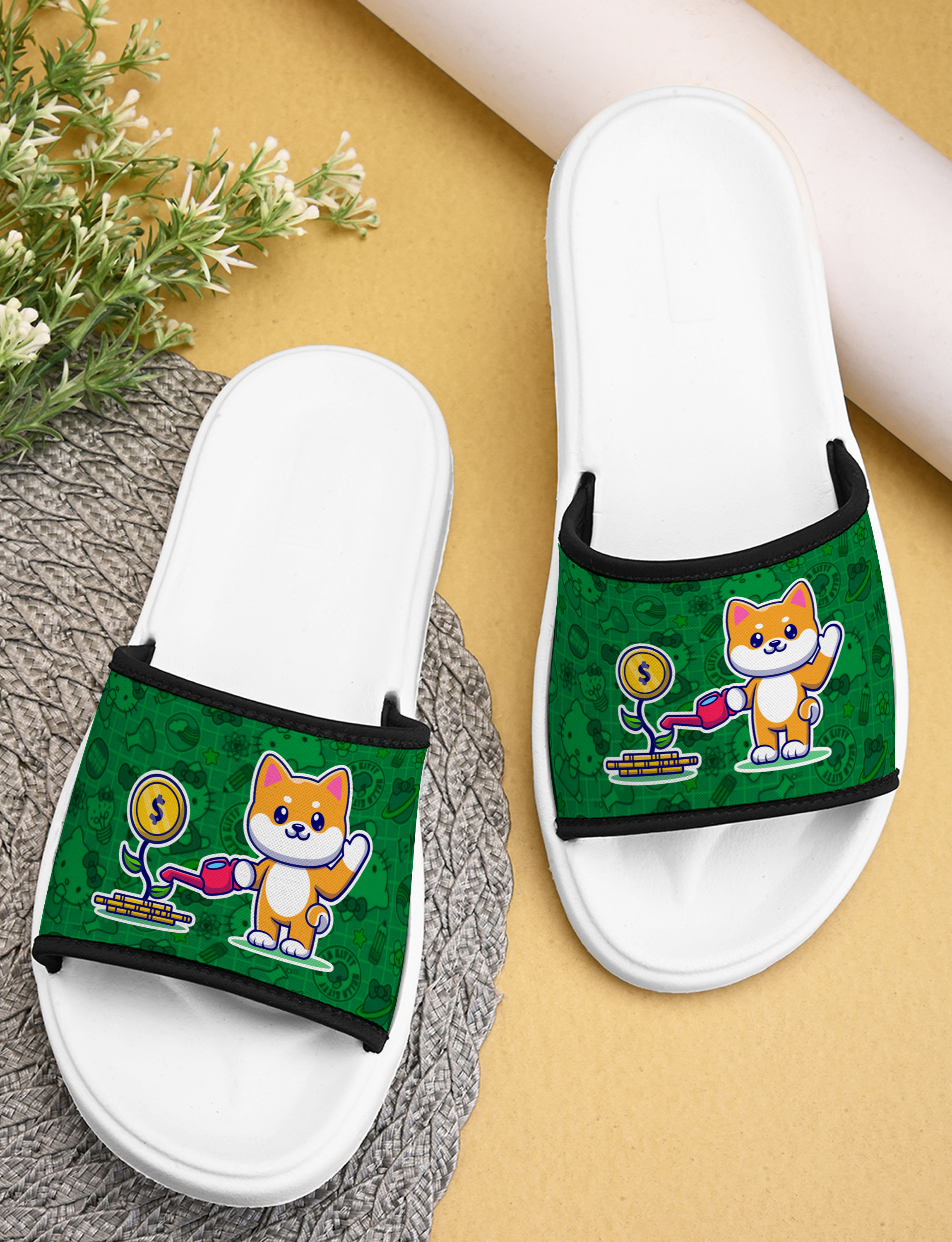 Cute Kitty Printed Women Slippers Stylish & Trendy Flat Girls Footwear with Lightweight, Anti-skid & Durable Extra Soft Ladies Chappal