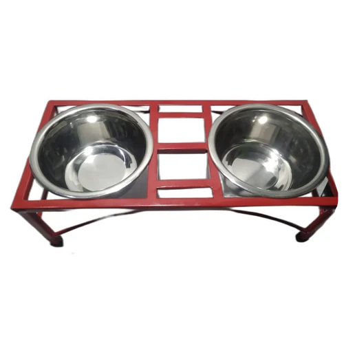 250Ml Ss Dog Feeding Bowl Stand Set - Color: Red