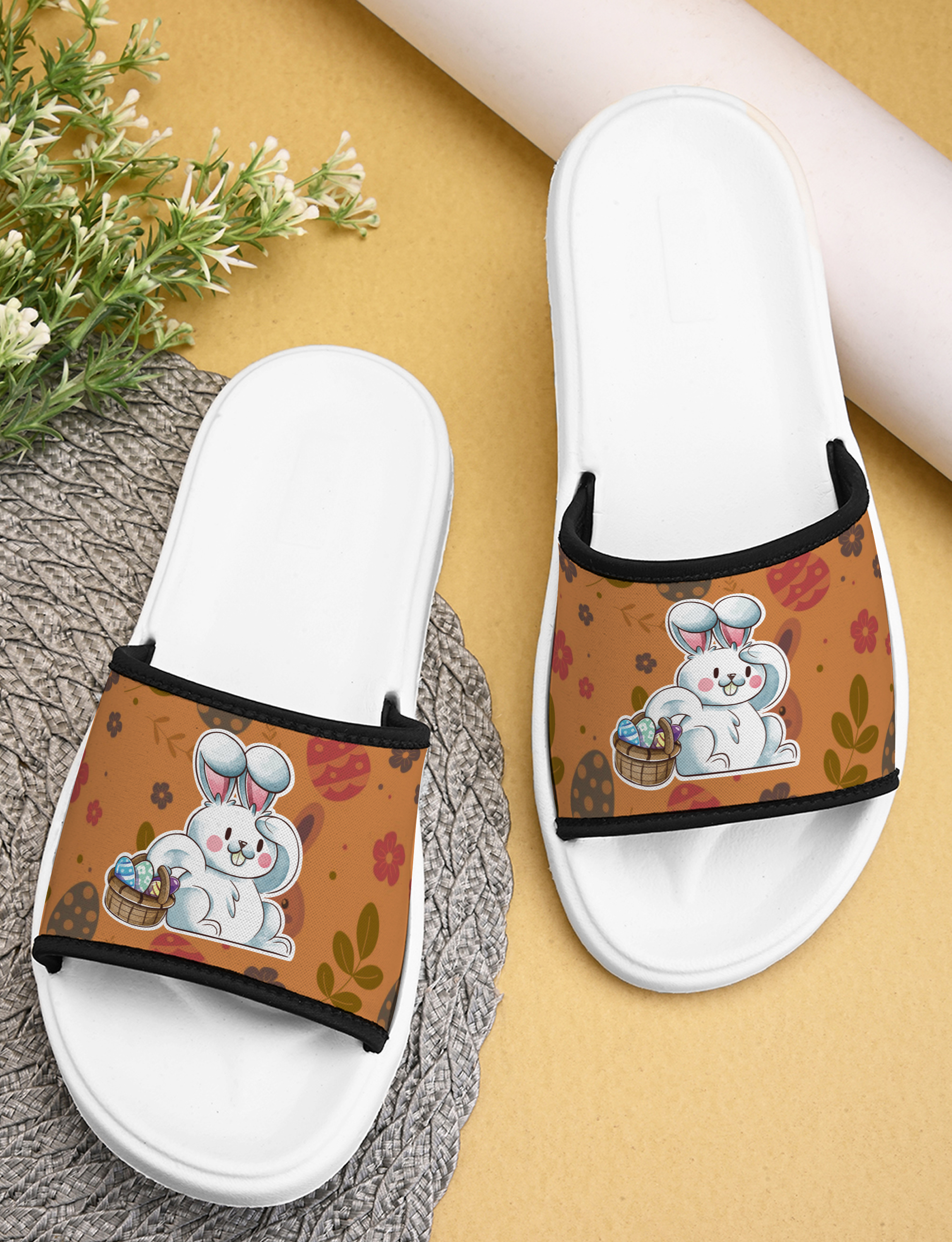 Cute Bunny Designer Women Slippers Indoor & Outdoor Printed Flip Flop with Anti-Skid, Lightweight, Durable, Flexible, Stylish & Trendy Flat Girls Chappal