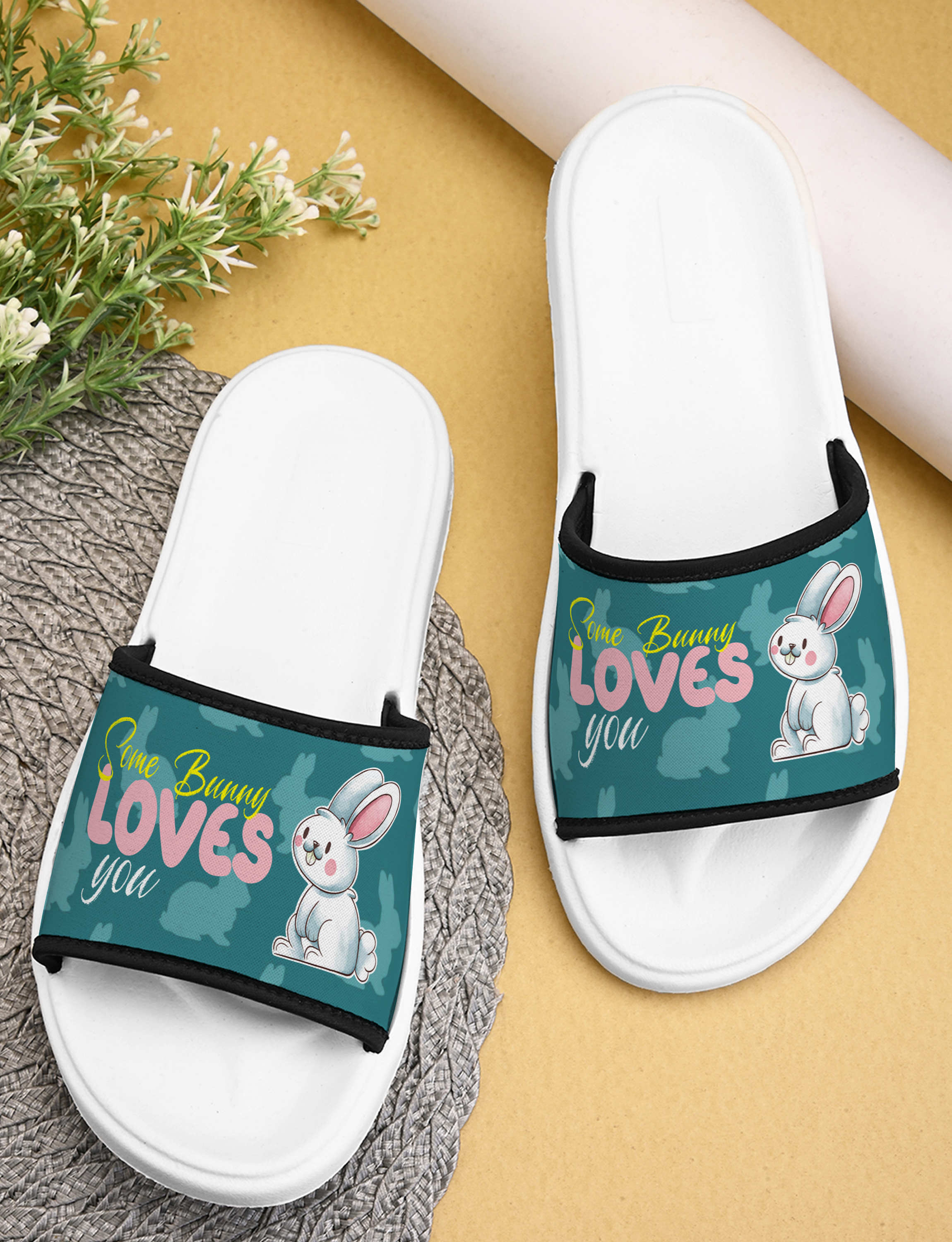 ute Bunny Designer Women Slippers Indoor & Outdoor Printed Flip Flop with Anti-Skid, Lightweight, Durable, Flexible, Stylish & Trendy Flat Girls Chappal