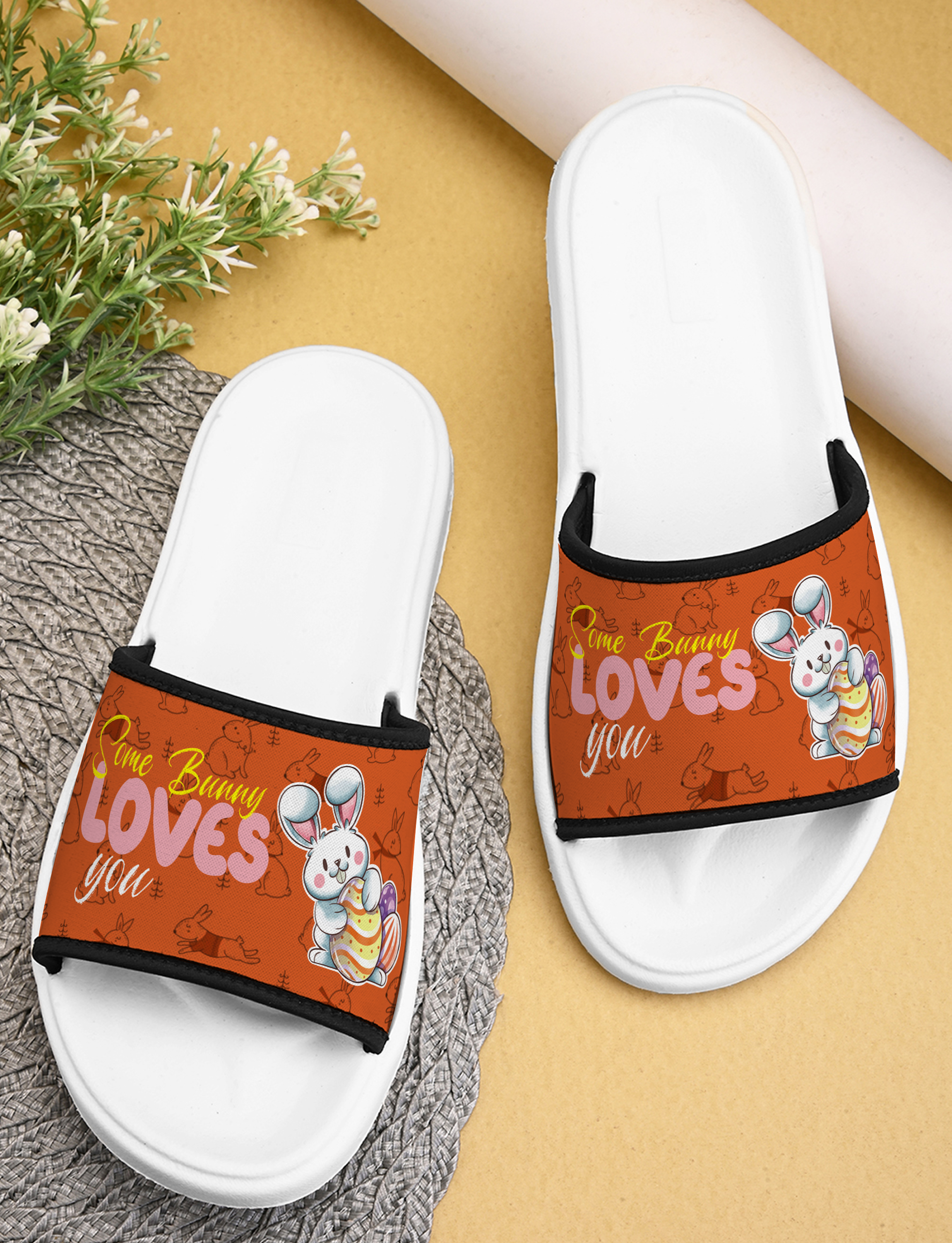 Cute Bunny Designer Women Slippers Indoor & Outdoor Printed Flip Flop With Anti-Skid, Lightweight, Durable, Flexible, Stylish & Trendy Flat Girls Chappal - Color: Different Available