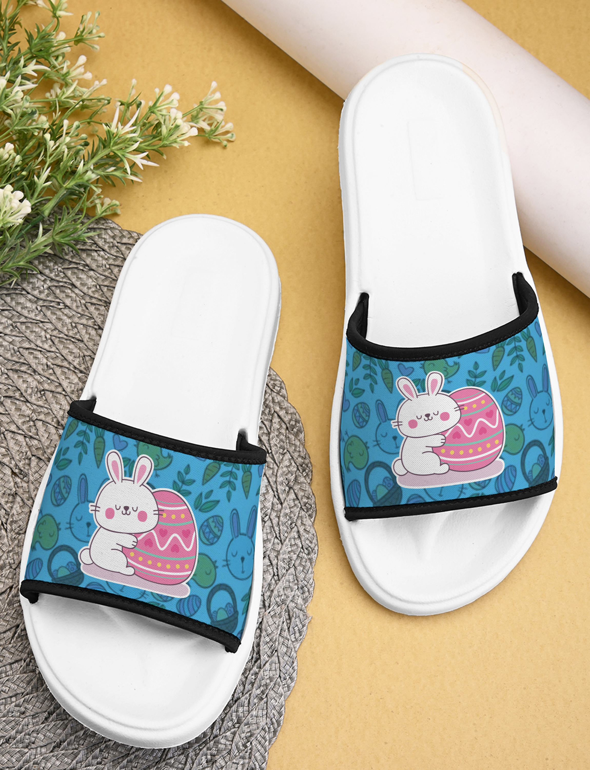 Cute Bunny Designer Women Slippers Indoor & Outdoor Printed Flip Flop with Anti-Skid, Lightweight, Durable, Flexible, Stylish & Trendy Flat Girls Chappal