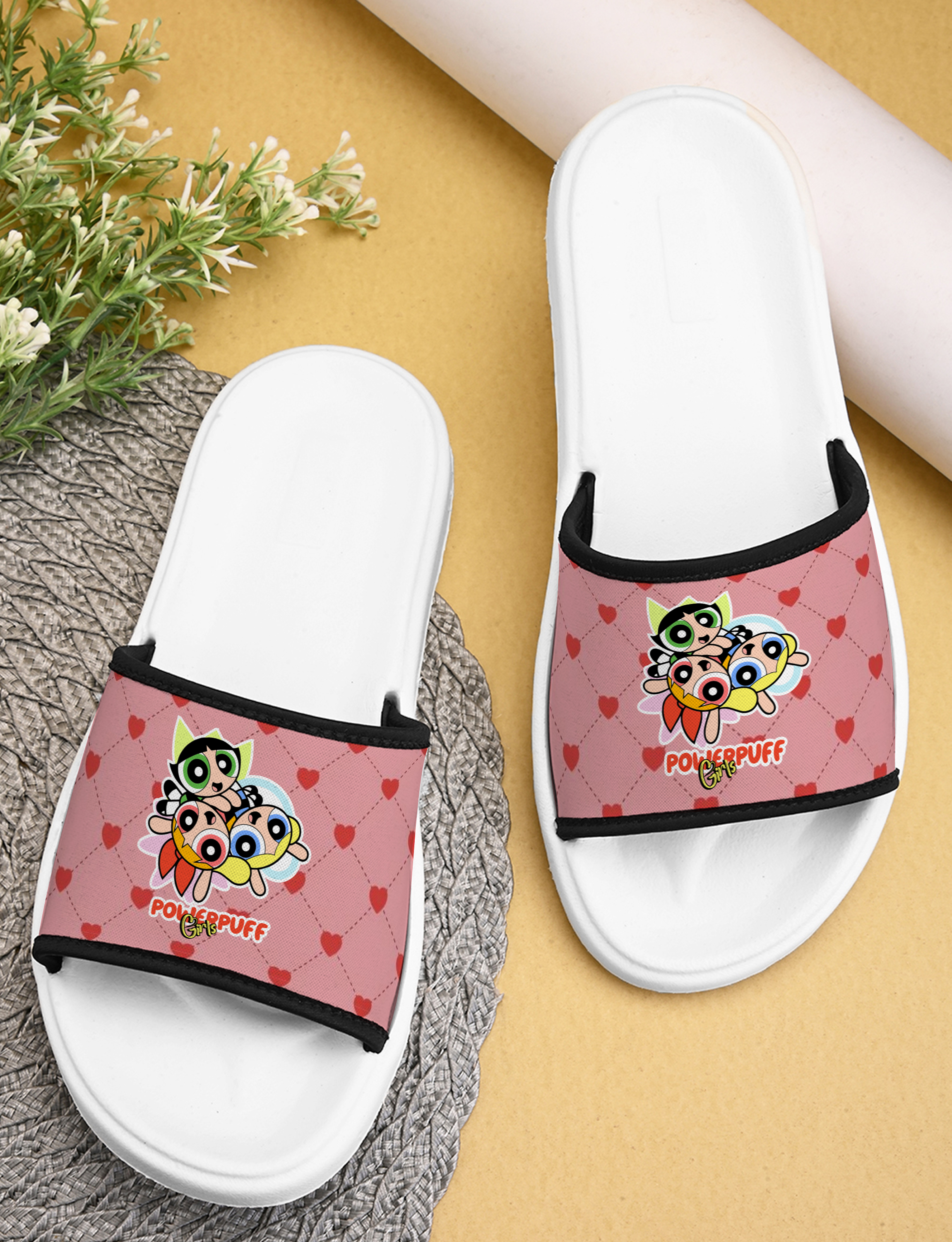 Power Puff Girls Printed Women Slippers Casual, Indoor & Outdoor Designer Footwear Anti-skid, Durable, Extra Soft Flat Footbed Trendy Stylish Girls Chappal