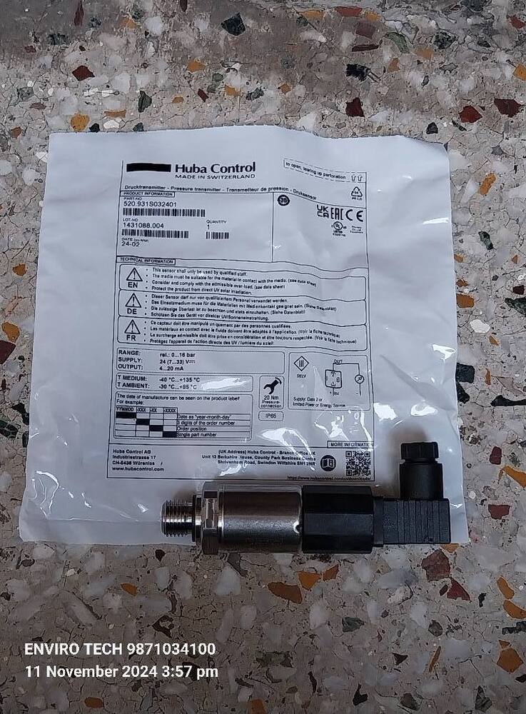 Pressure Transmitter HUBA CONTROL Part No 520.931S032401  Range 0-16 Bar